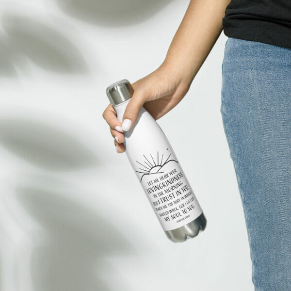 Psalm 143:8 - White Stainless Steel Water Bottle