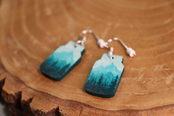 Blue-Green Mountains in a Jar- Earrings - Image 2