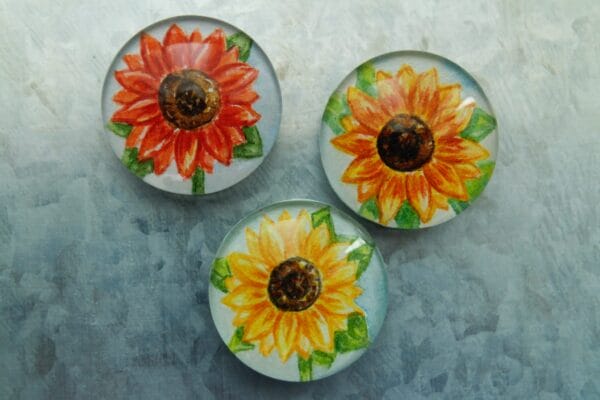 Hand Painted Watercolor Sunflower Magnets